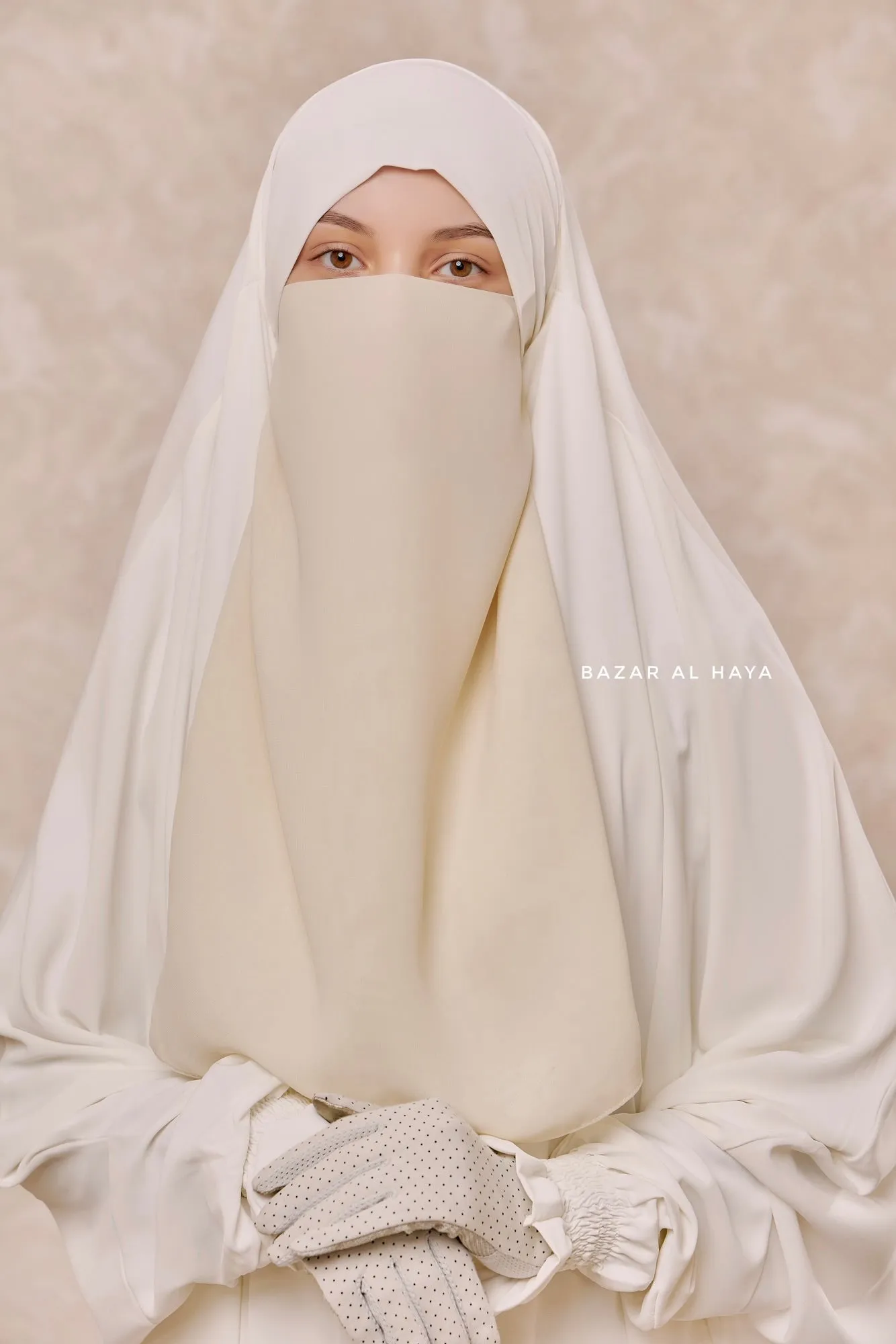 Creme Single Half Niqab - Super Breathable Veil