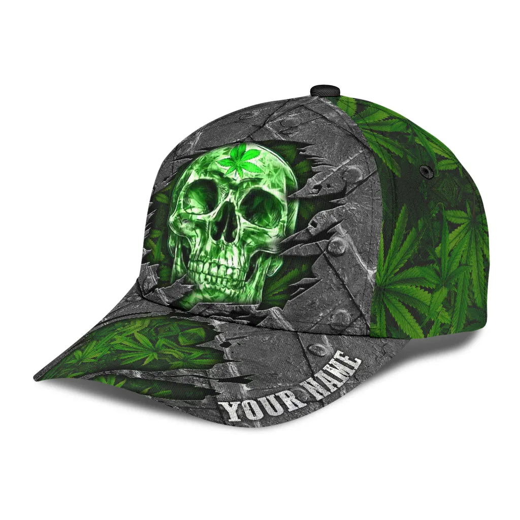 Custom Name Skull Weed Classic Cap