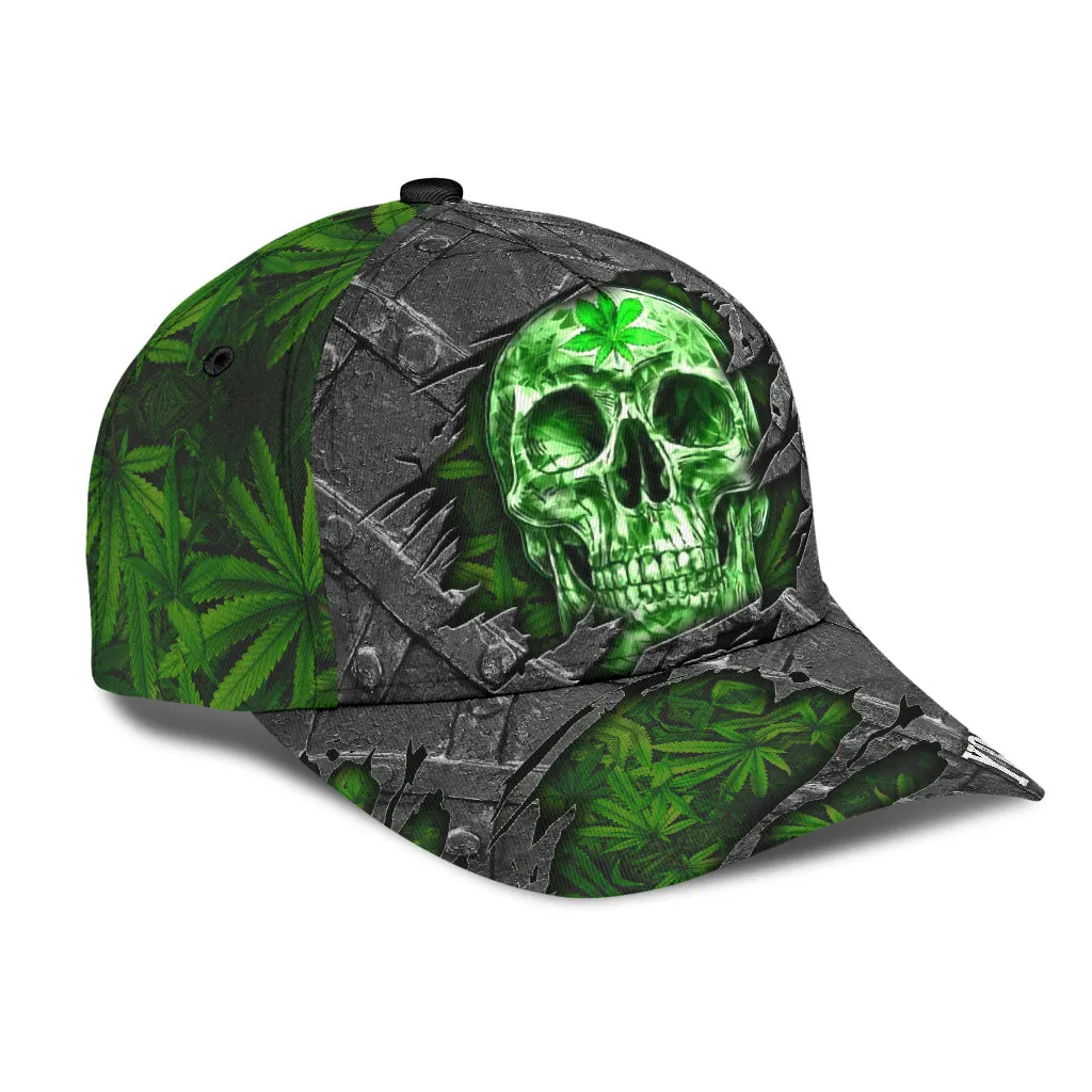 Custom Name Skull Weed Classic Cap