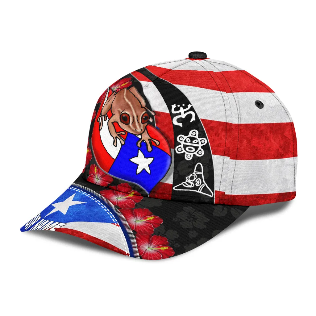 Customize Name Puerto Rico Coqui Maga Flower All Printed Classic Cap