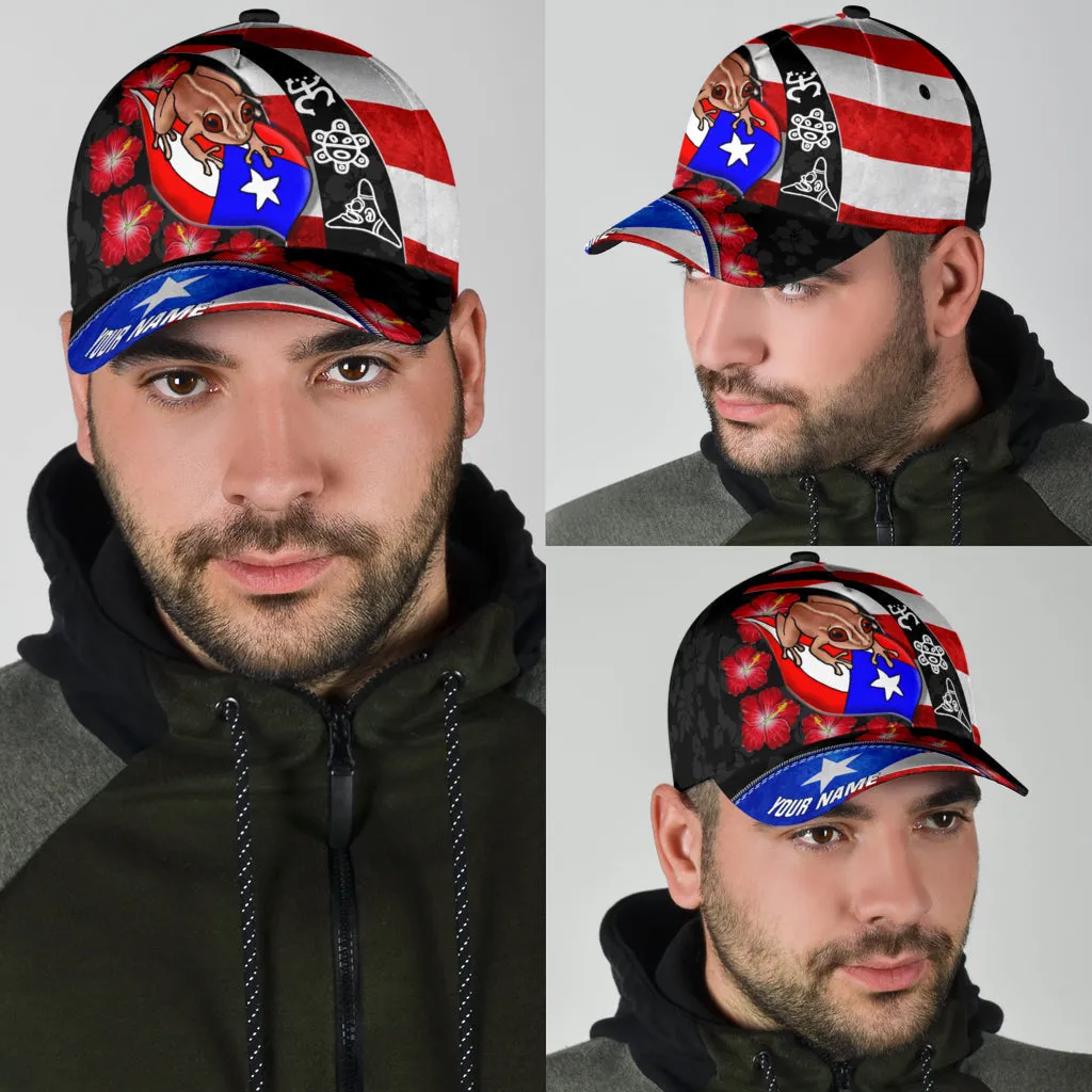 Customize Name Puerto Rico Coqui Maga Flower All Printed Classic Cap