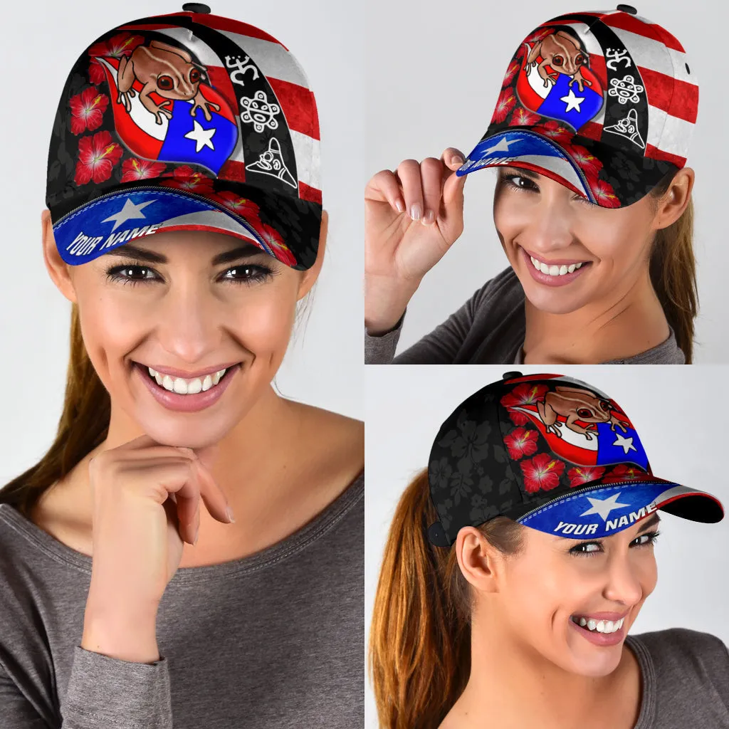 Customize Name Puerto Rico Coqui Maga Flower All Printed Classic Cap