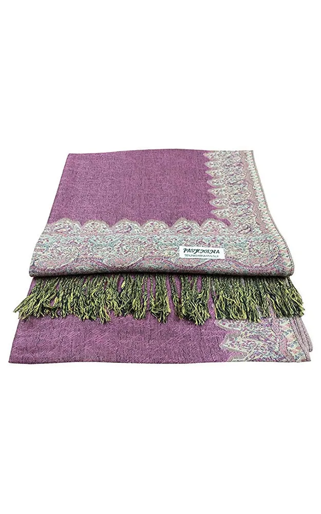 DB003-09 Pink Border Print Pashmina Scarf