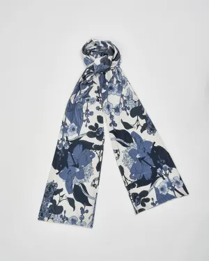 Deco Bloom Blue Velvet Scarf