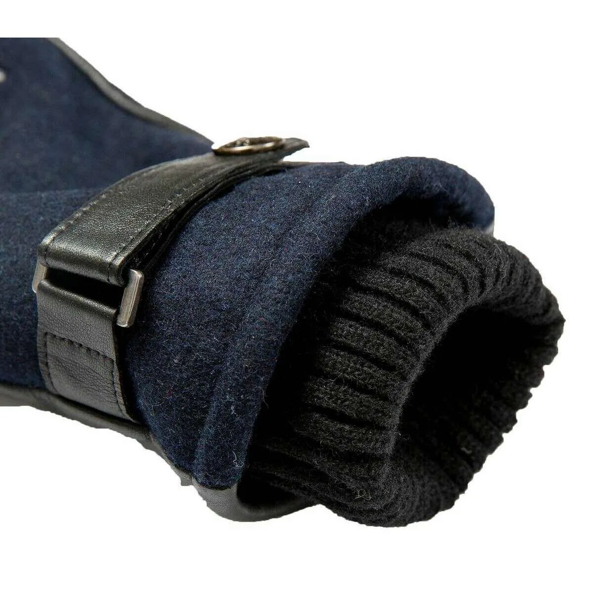 Dents Amesbury Touchscreen Flannel and Leather Gloves - Navy/Black