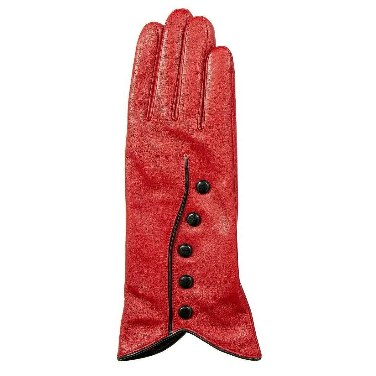 Dents Margot Wool-Lined Leather Gloves - Berry Red/Black