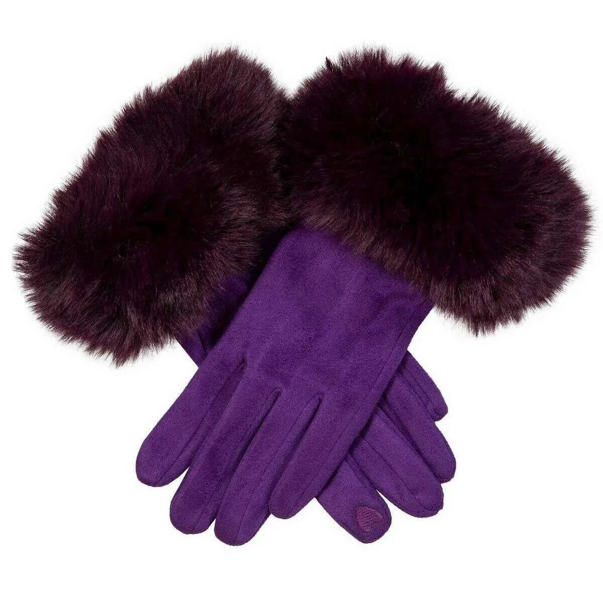 Dents Velour Lined Faux Suede Touchscreen Gloves - Amethyst