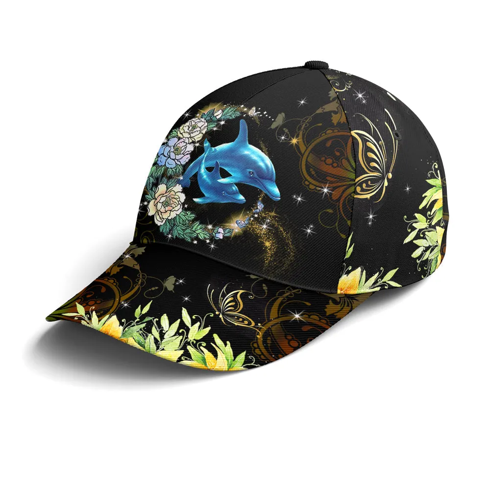 Dolphin And Flowers Baseball Cap Coolspod