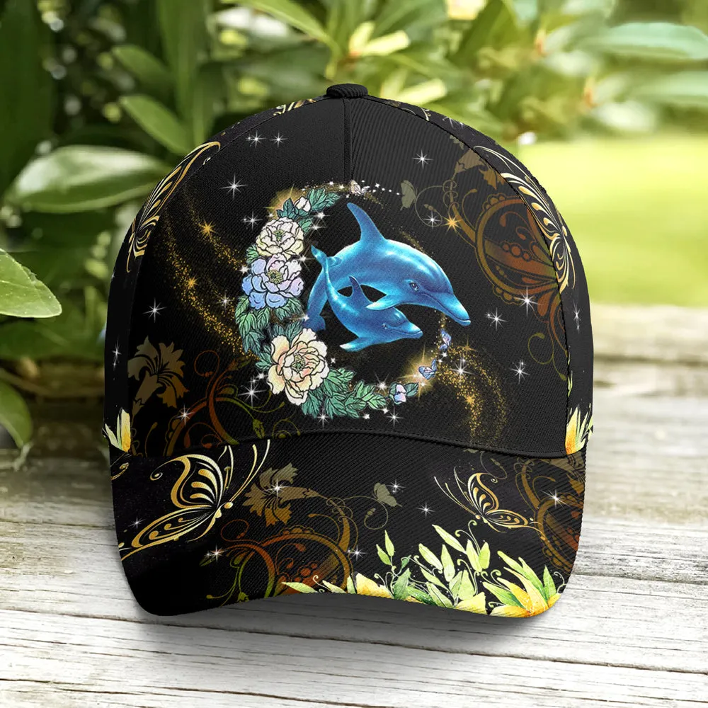 Dolphin And Flowers Baseball Cap Coolspod