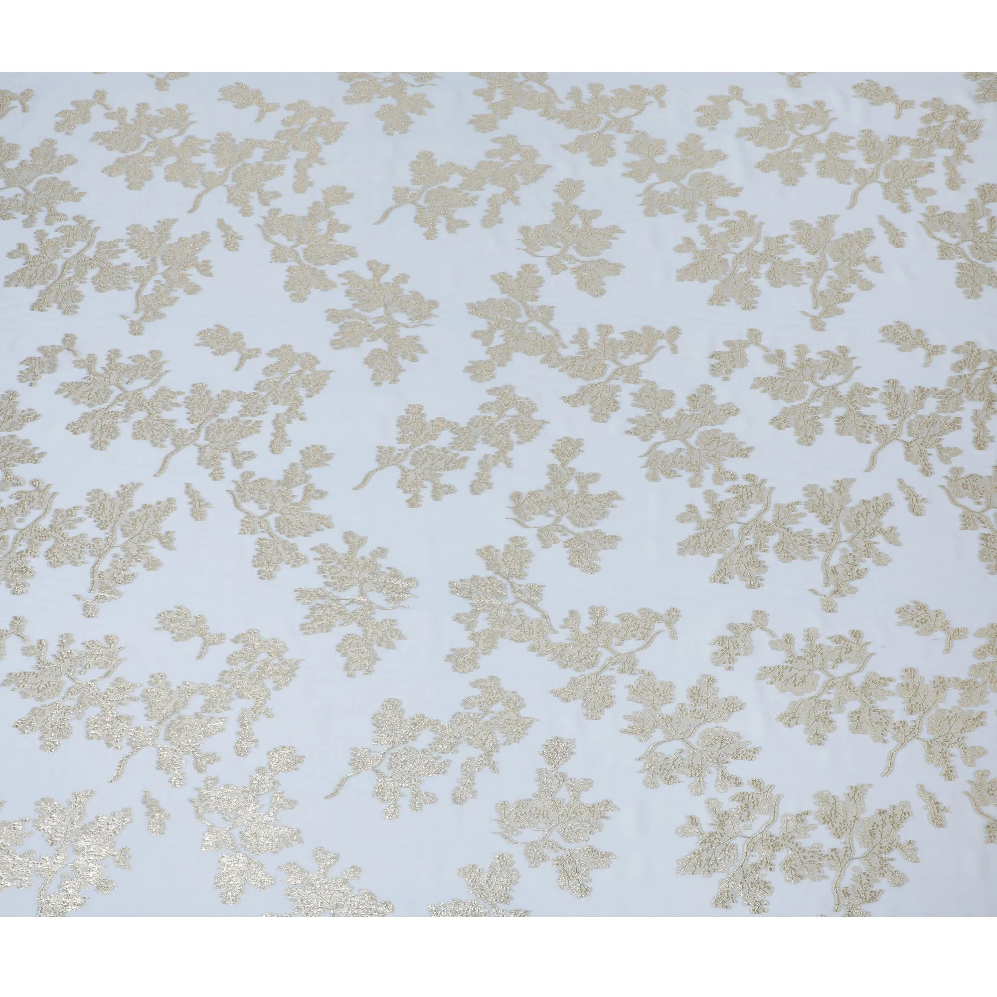 Elegant Light Blue Silk Chiffon Fabric with Metallic Lurex Floral Design, 110 cm Width, South Korea-D19724