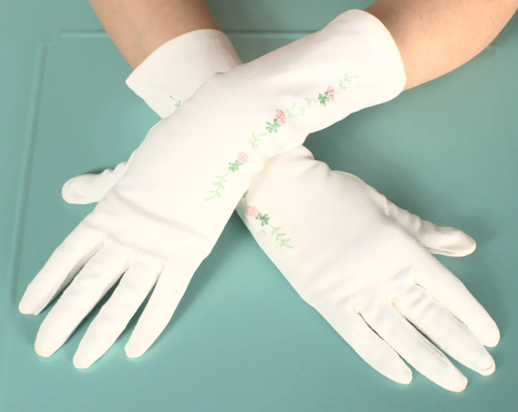 Emb Pink Flower Gloves