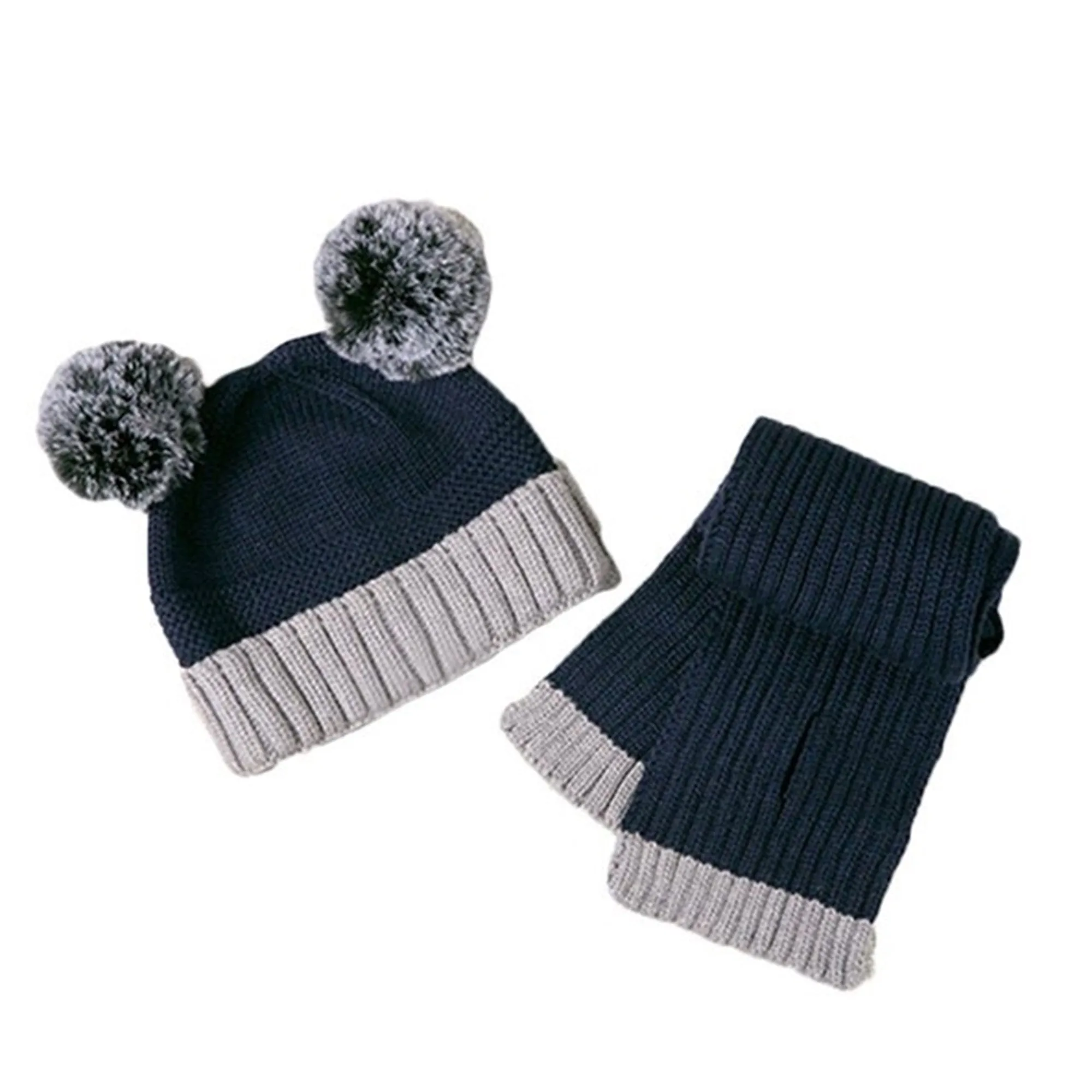 FabSeasons Kids Winter Skull / Beanie caps with scarf Set, fits for 6 Months - 3 Years Old Baby Boys & Girls / Toddler