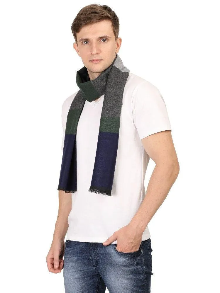 FabSeasons Navy Patch Men's Casual Checkered Acrylic Woolen Muffler, Scarf