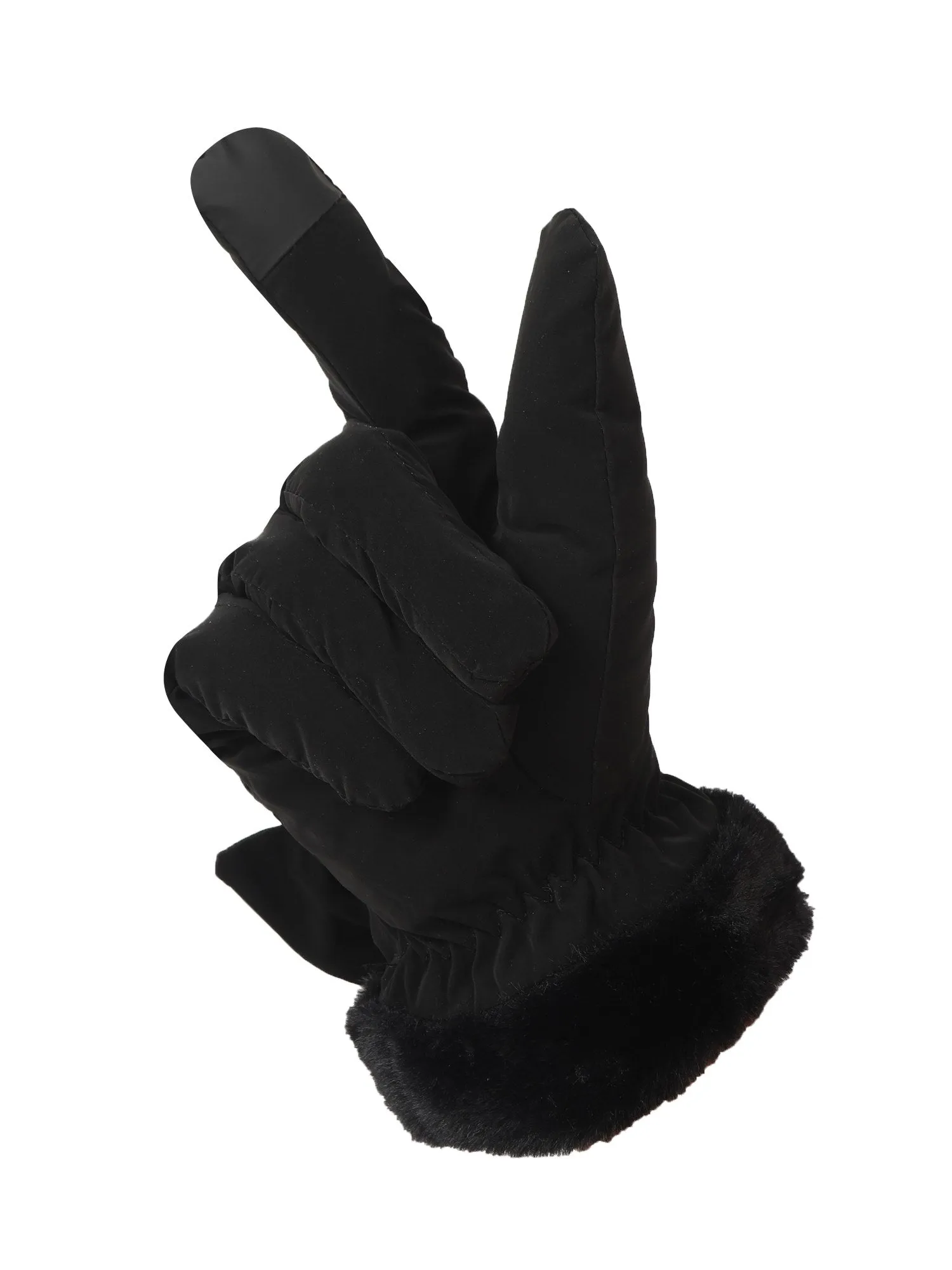 FabSeasons Water-Resistant Touchscreen Black Winter Gloves for Girls and Women: Fits 10 Years & Above