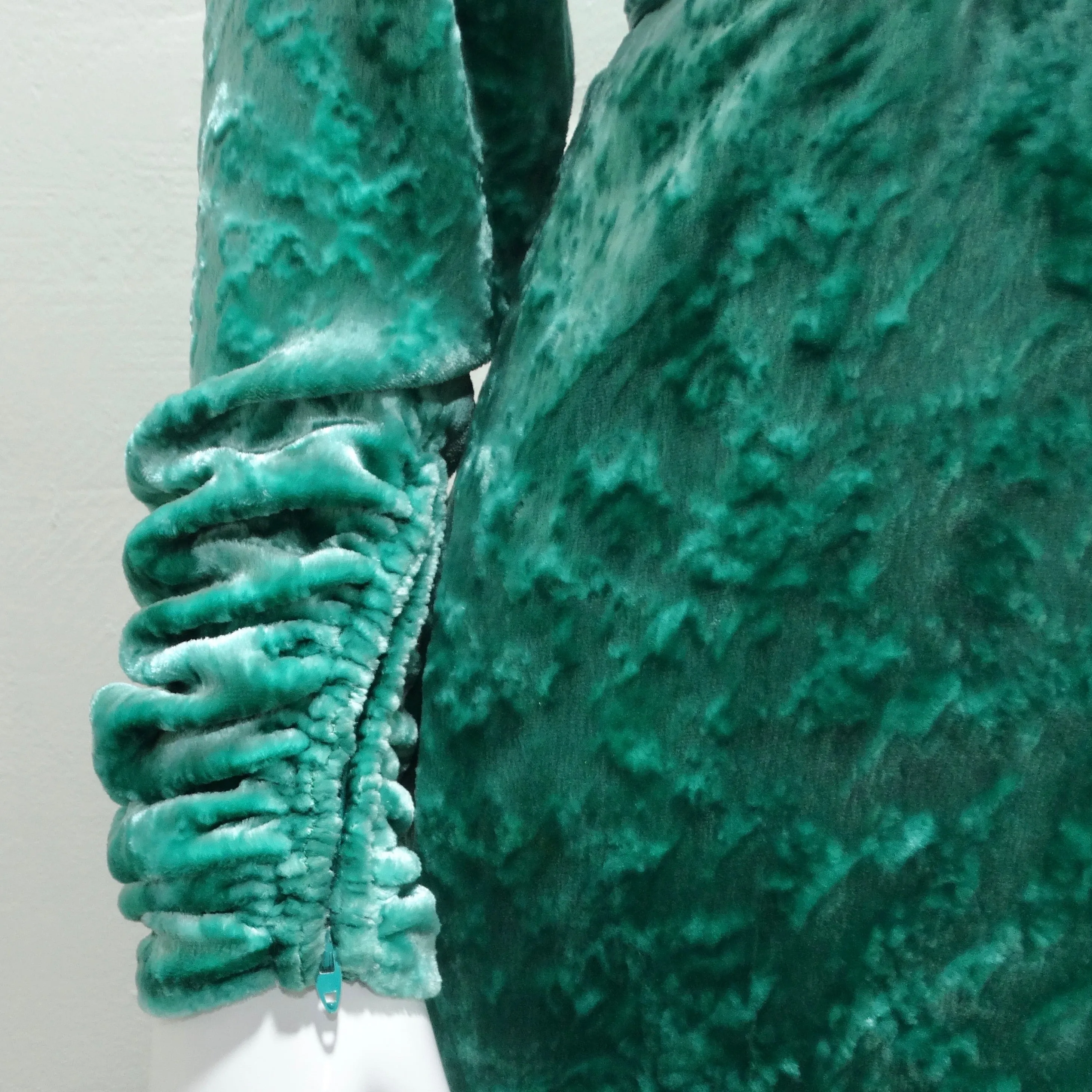 Galanos for Amen Wardy 1980s Green Velvet Belted Dress