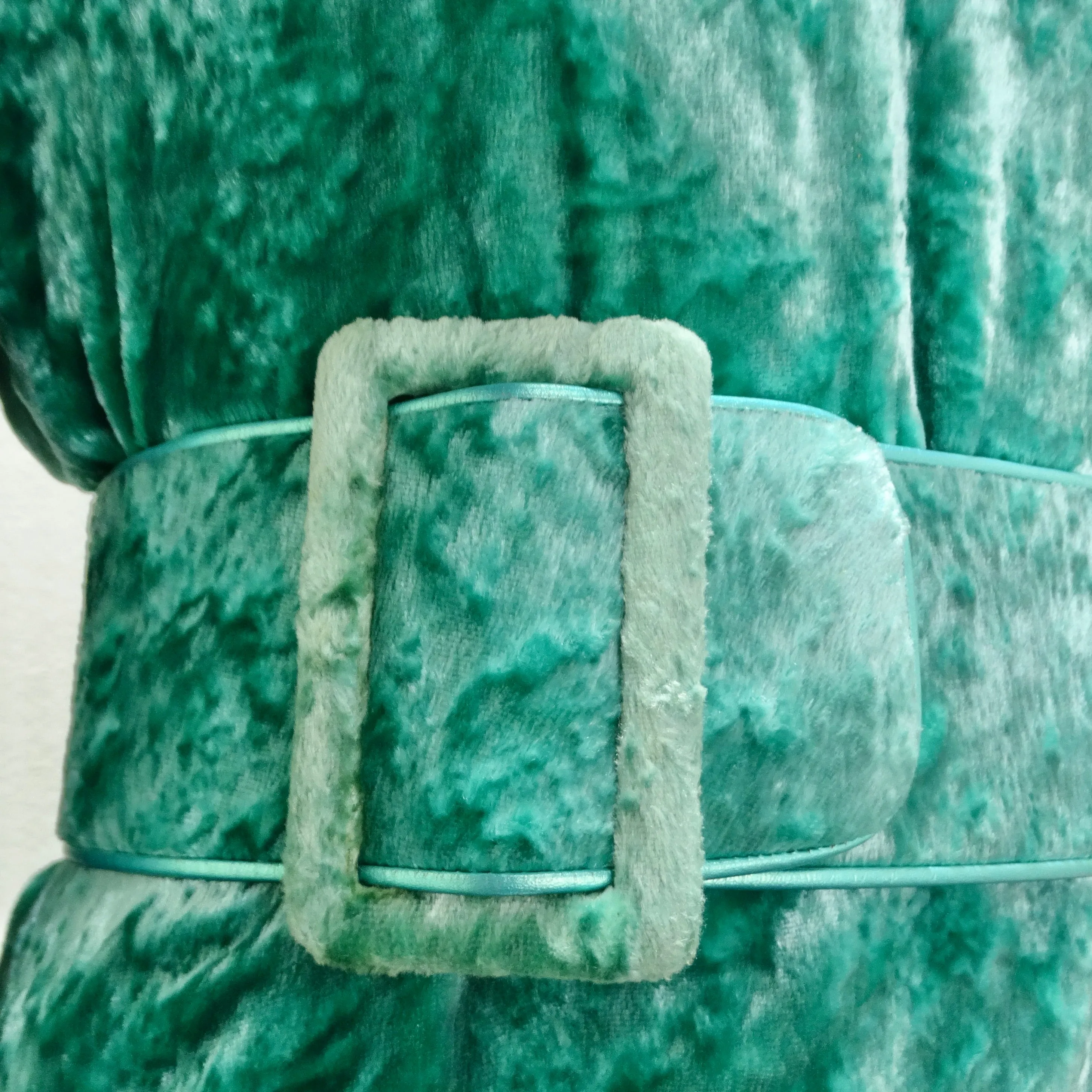 Galanos for Amen Wardy 1980s Green Velvet Belted Dress