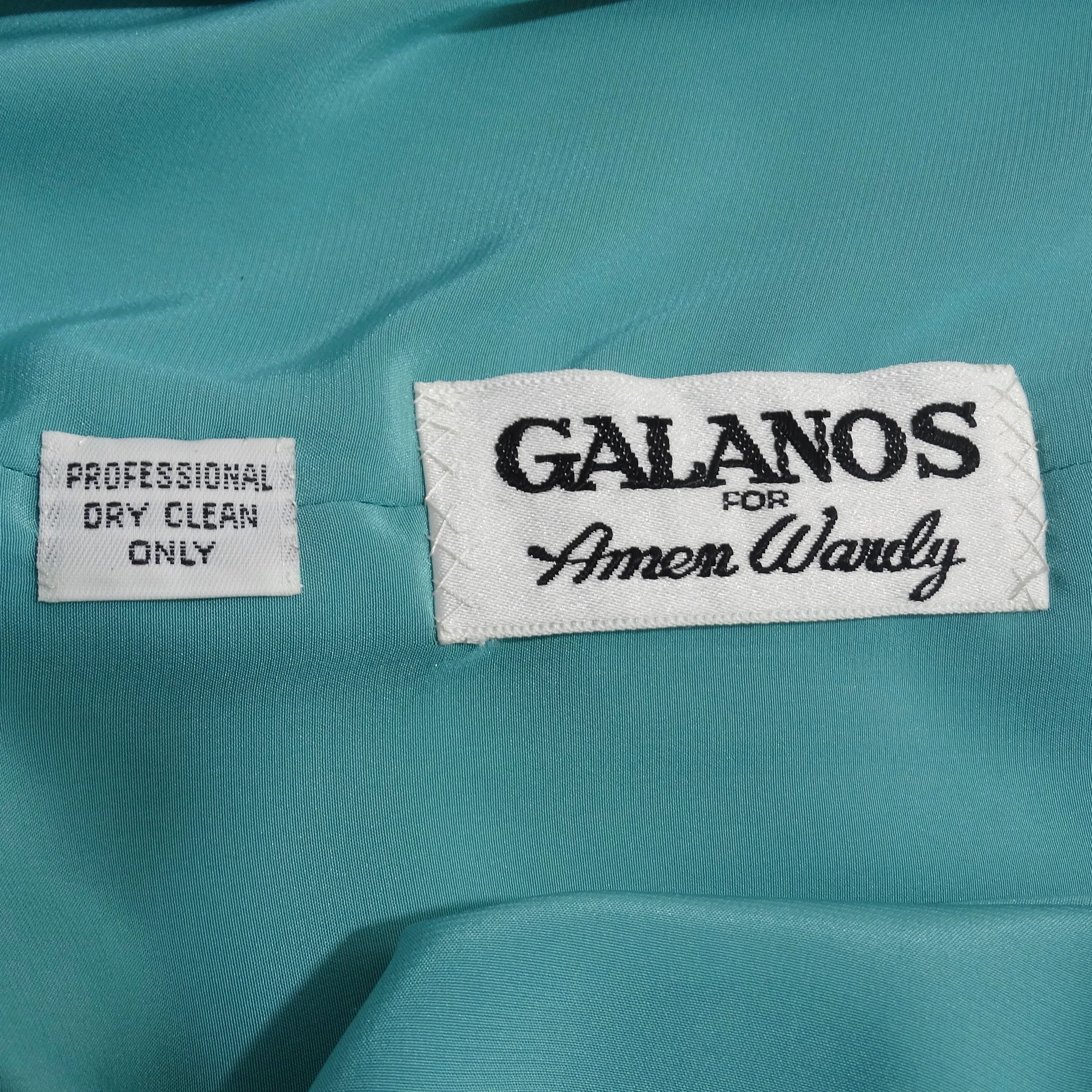 Galanos for Amen Wardy 1980s Green Velvet Belted Dress