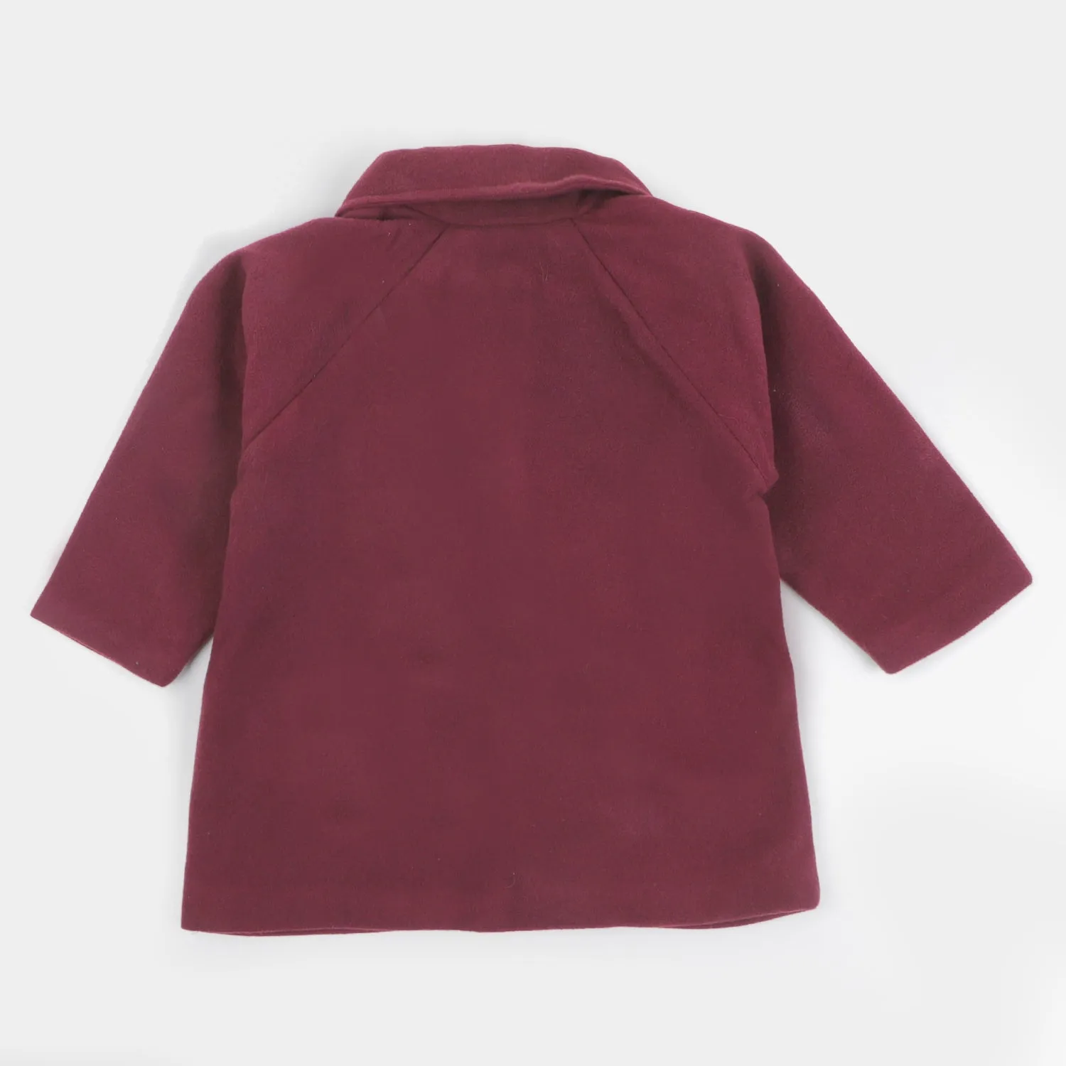 Girls Woolen Trench Coat - Burgundy