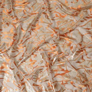 Golden Whispers Silk Chiffon Fabric - Opulent Metallic Motifs, 110cm Width (South Korea)  - D17655