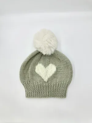 Grey Heart Beanie