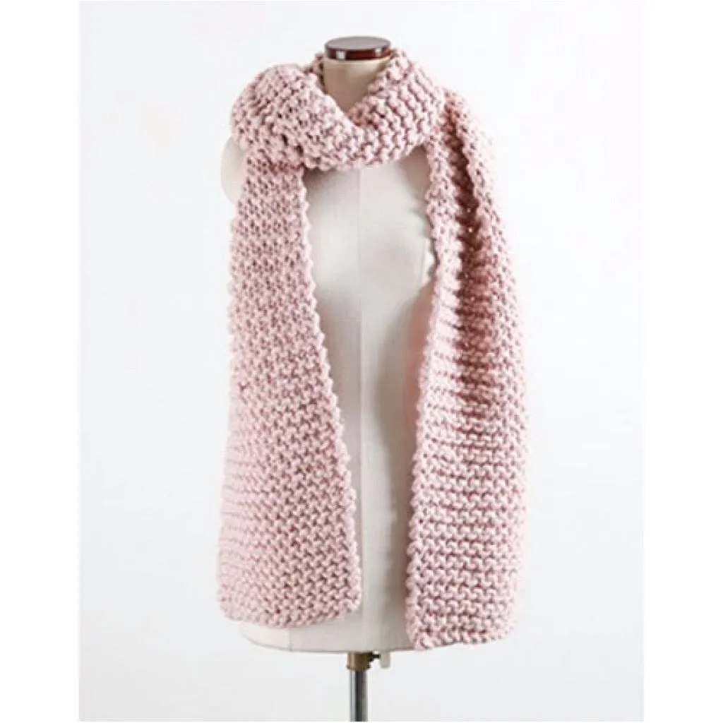 Handmade Chunky Knitted Scarf - Pink