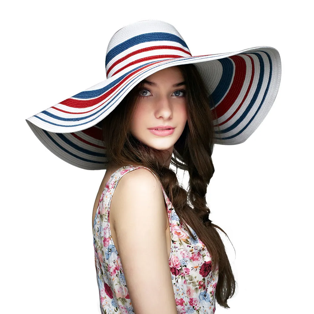 Hat women's spring and summer big brim straw hat women's leisure travel sun hat beach vacation color summer hat