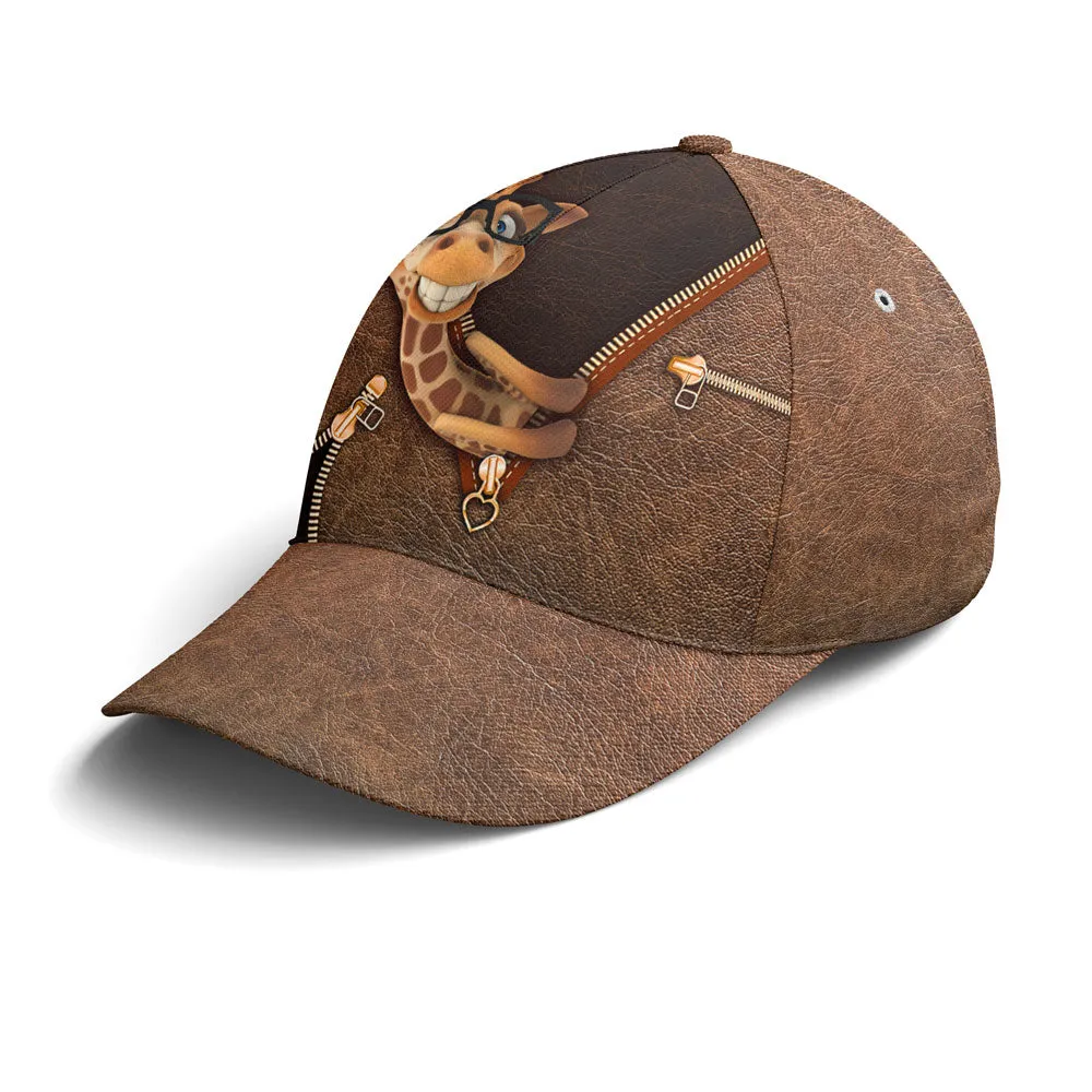 Hilarious Giraffe Leather Style Baseball Cap Coolspod