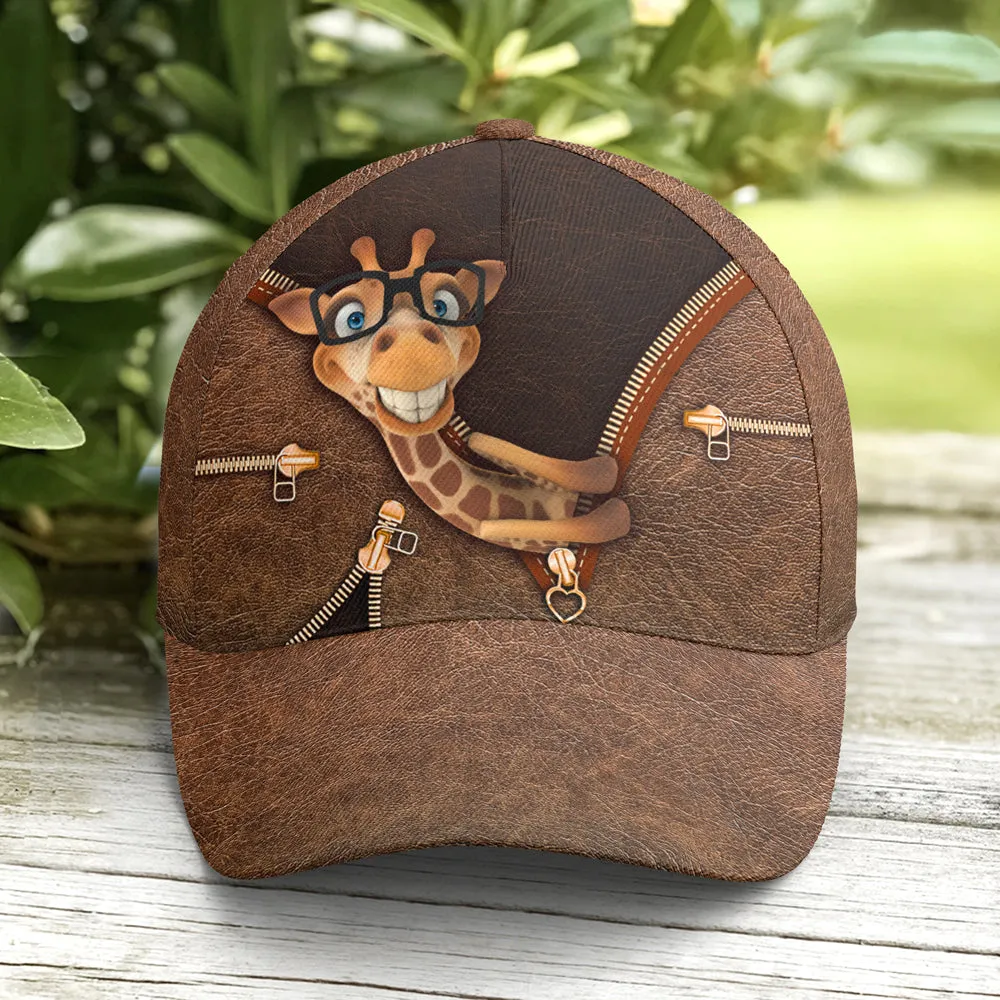 Hilarious Giraffe Leather Style Baseball Cap Coolspod