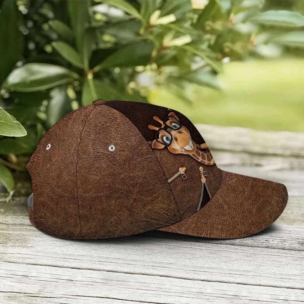 Hilarious Giraffe Leather Style Baseball Cap Coolspod