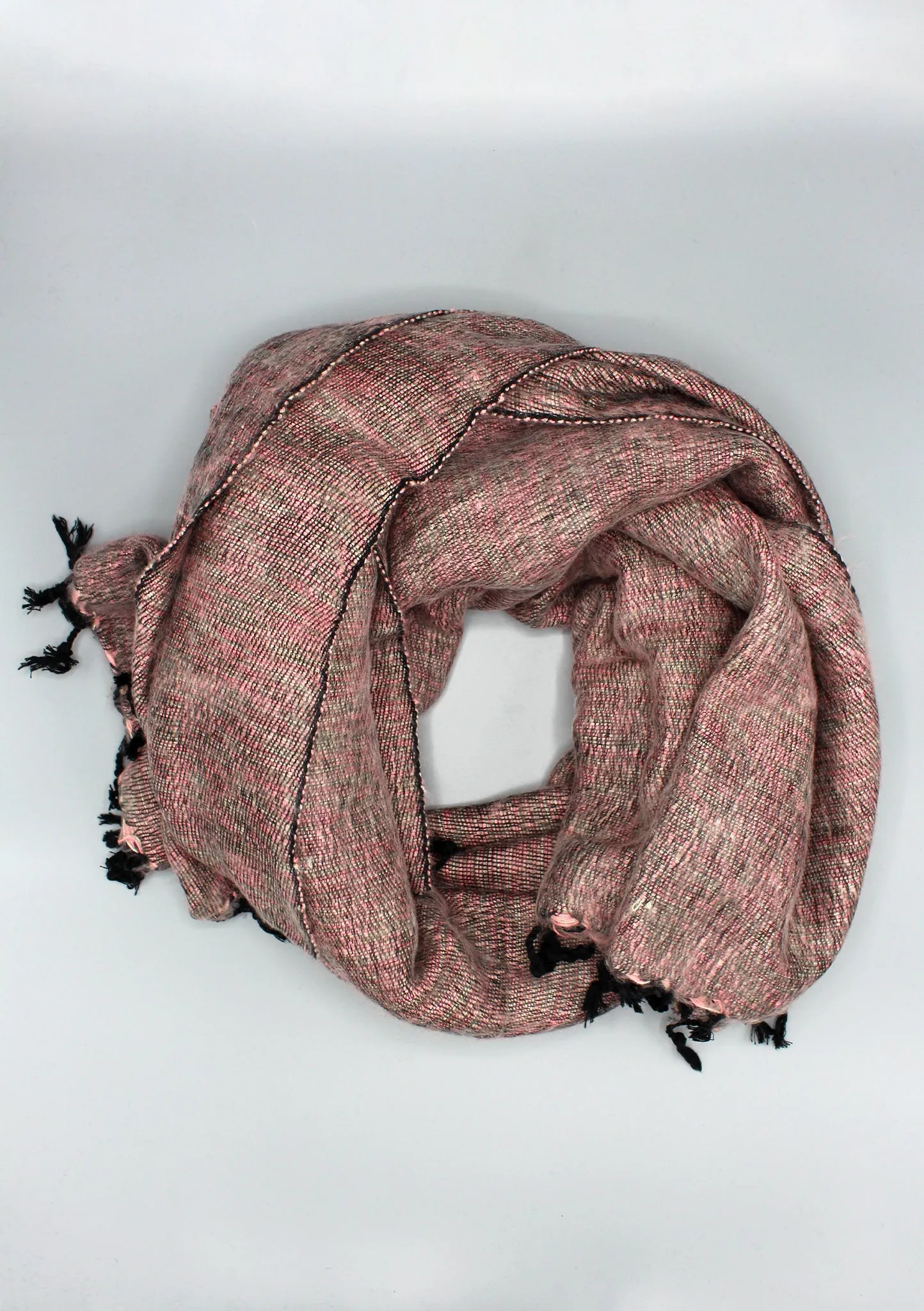 Himalayan Gray Pink Yak Wool Shawl Handmade in Nepal