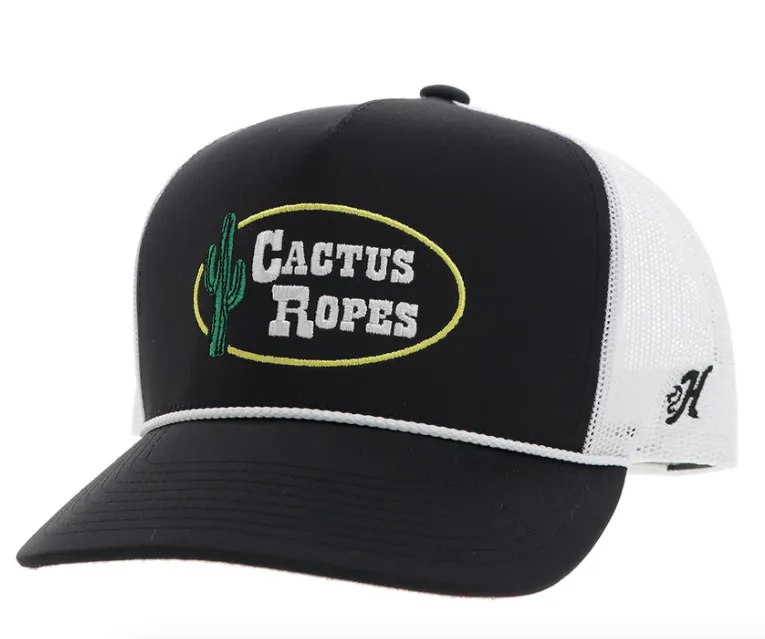 Hooey Cactus Ropes Black & White Trucker Snapback Hat CR106