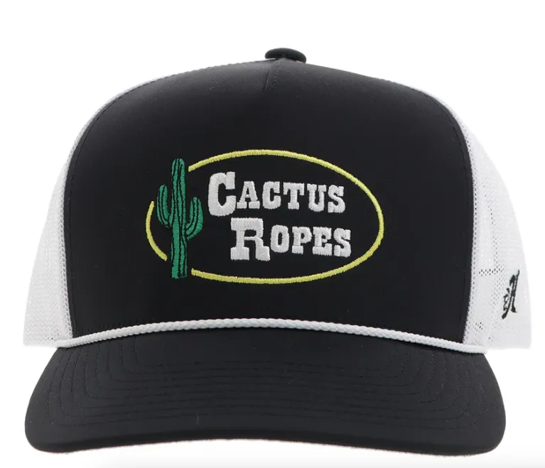 Hooey Cactus Ropes Black & White Trucker Snapback Hat CR106