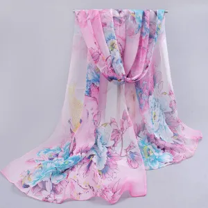 Hot women peones chiffon georgette silk women's scarves spring autumn summer sun modern hijab style