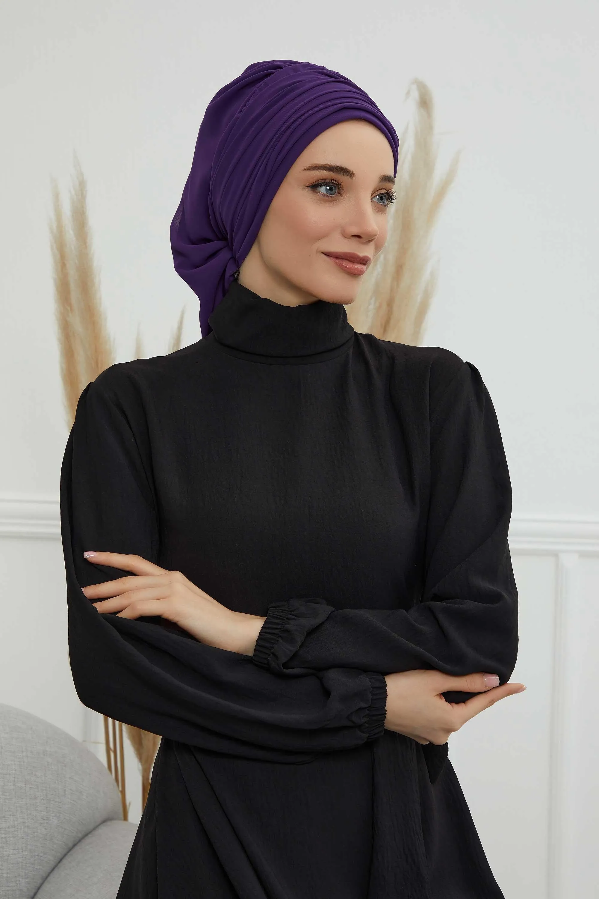 Instant Turban Chiffon Scarf Head Turbans For Women Headwear Stylish Elegant Design,HT-107