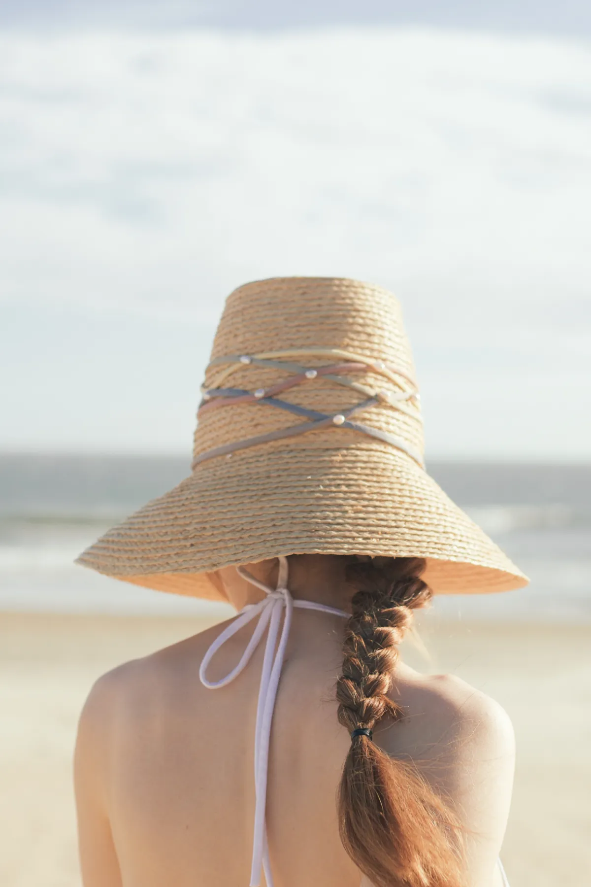 Iris raffia downturn brim hat with pearls