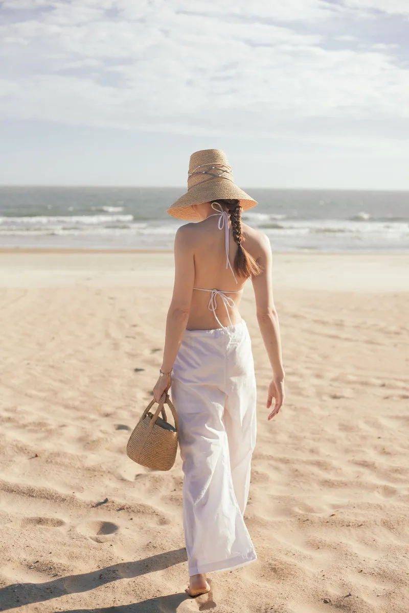 Iris raffia downturn brim hat with pearls