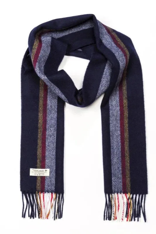 John Hanly Lambswool Scarf | Navy Stripe