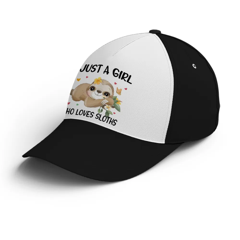 Just A Girl Loves Sloths Floral Baseball Cap Coolspod