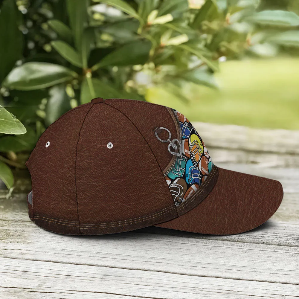 Just A Girl Who Loves Football Leather Style Baseball Cap Coolspod