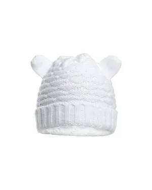 Knitted bear hat - white