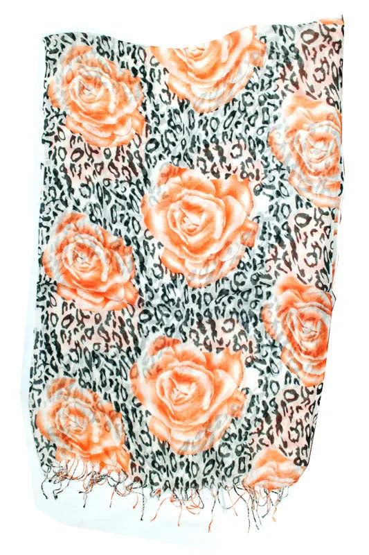 Ladies Flower Zebra Printed Fall / Spring Scarves Wholesale