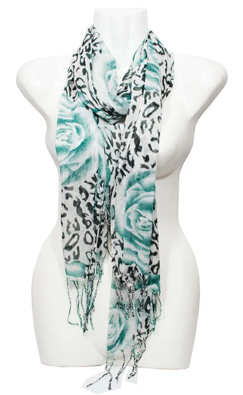 Ladies Flower Zebra Printed Fall / Spring Scarves Wholesale