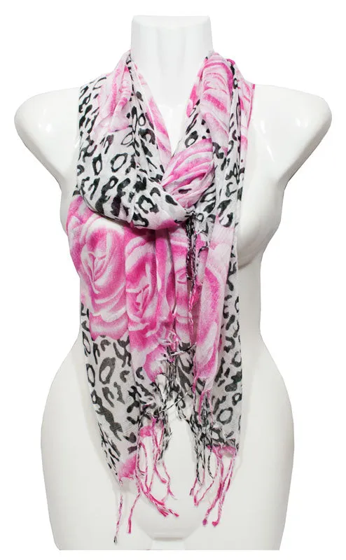 Ladies Flower Zebra Printed Fall / Spring Scarves Wholesale