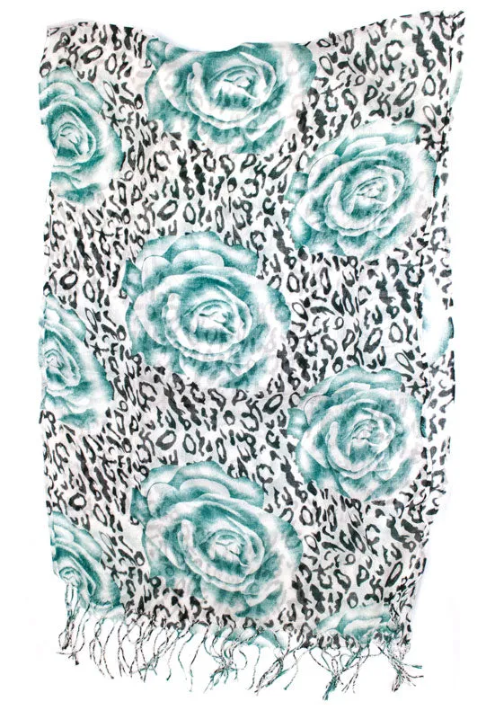 Ladies Flower Zebra Printed Fall / Spring Scarves Wholesale