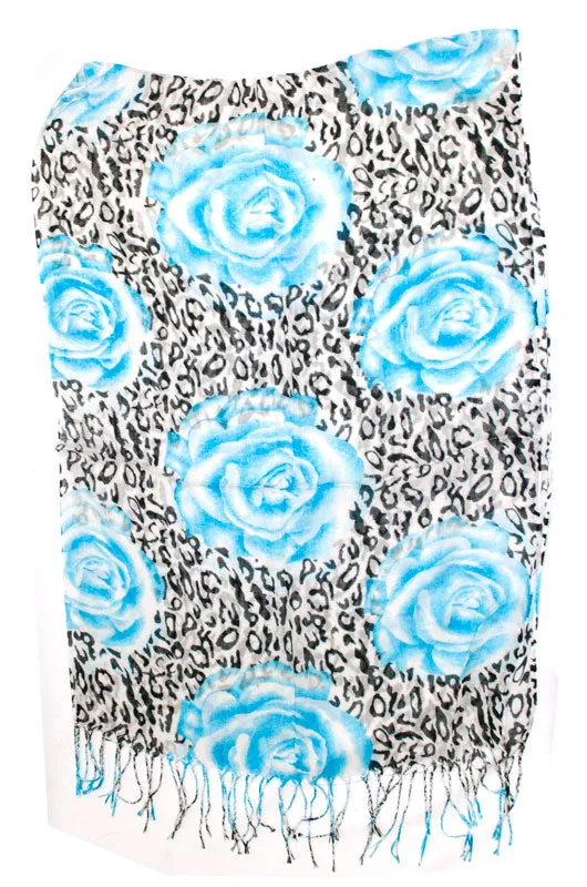 Ladies Flower Zebra Printed Fall / Spring Scarves Wholesale