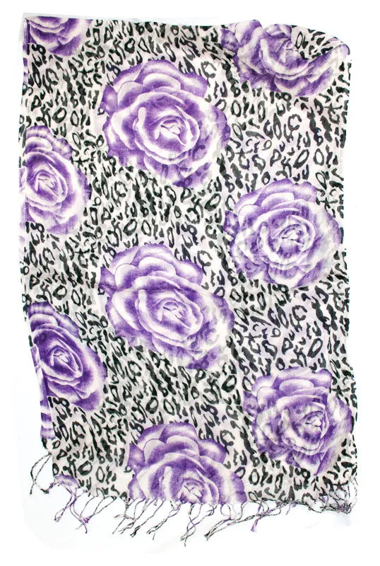 Ladies Flower Zebra Printed Fall / Spring Scarves Wholesale