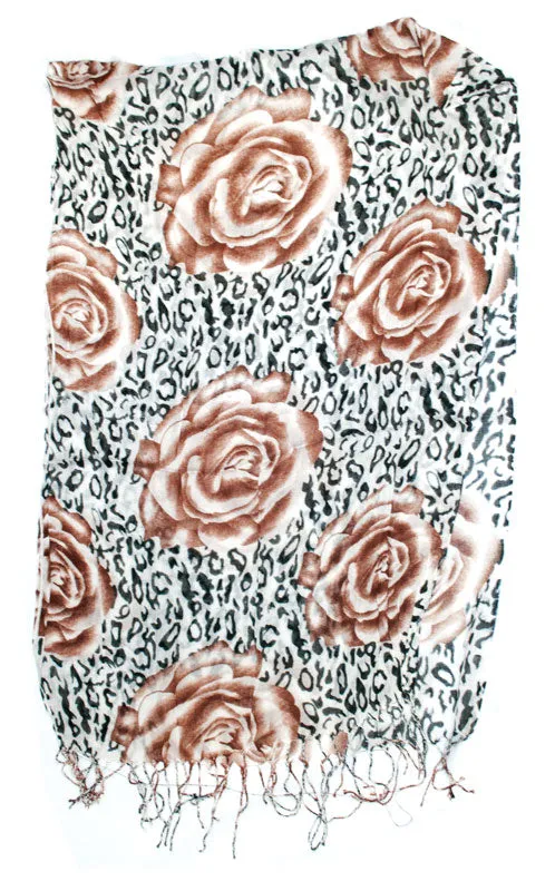 Ladies Flower Zebra Printed Fall / Spring Scarves Wholesale