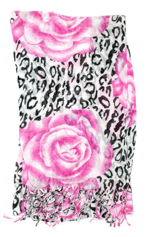 Ladies Flower Zebra Printed Fall / Spring Scarves Wholesale