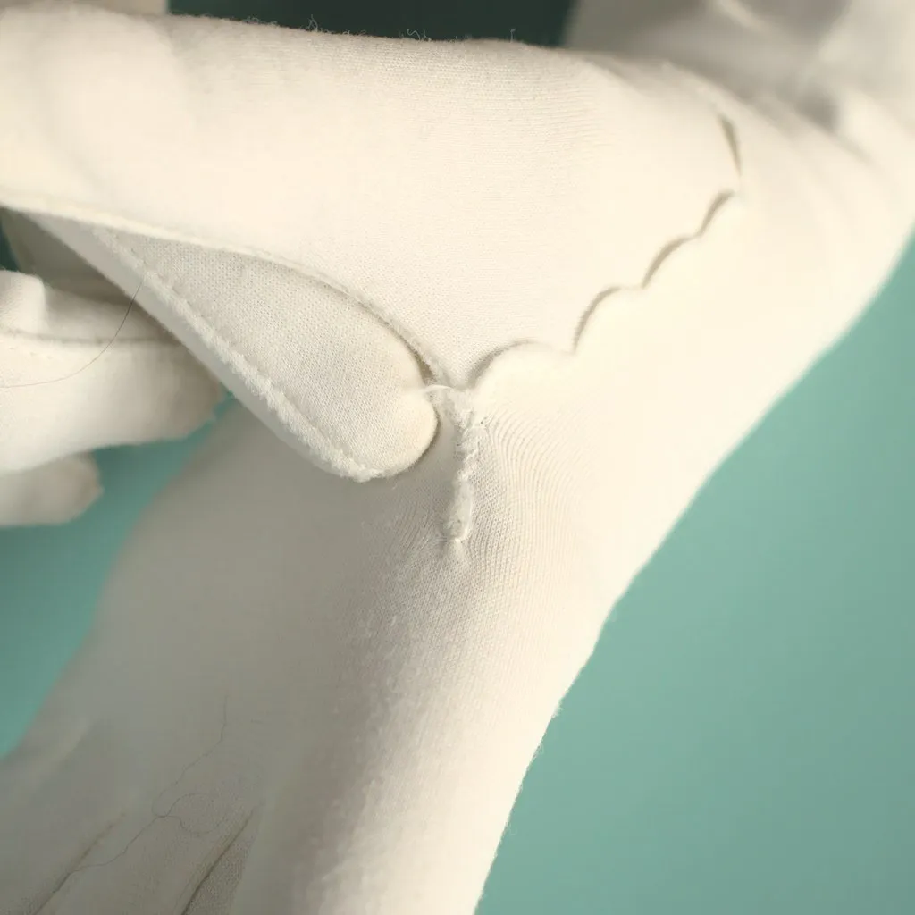 Long White Scallop Gloves