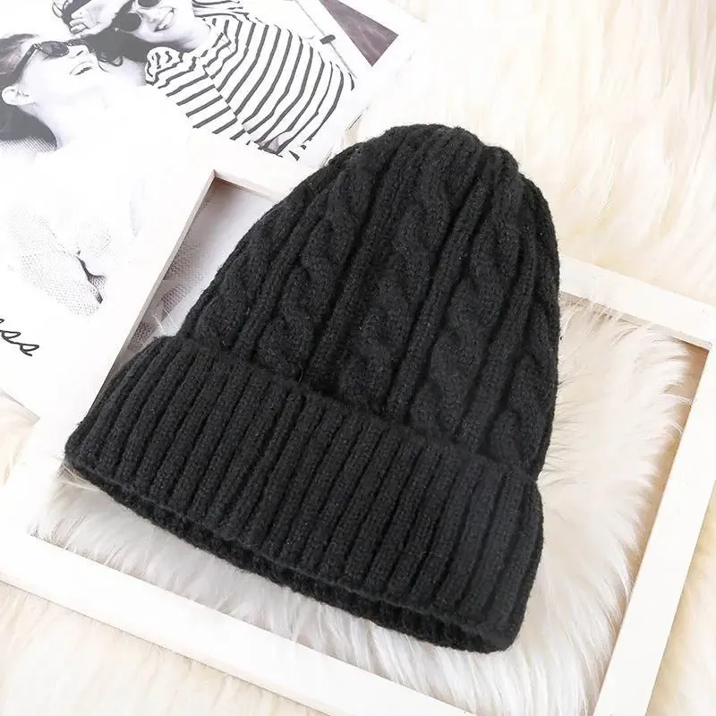 Luxury Velvet Fleece Knitted Beanie - Korean Bell Style - One Size Fits All